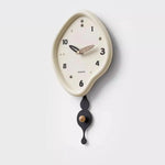 horloge murale moderne abstraite géométrique salon blanc noir pendule marron unique aiguille fixations