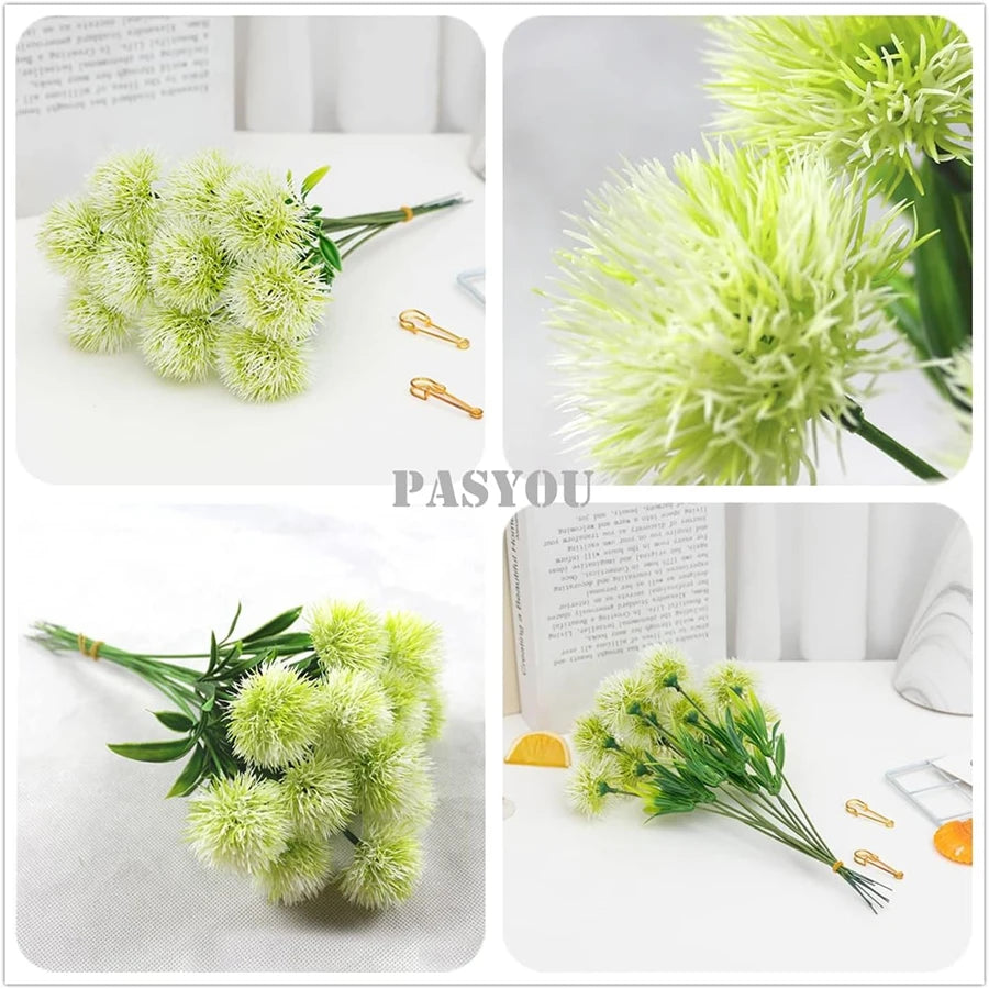 bouquet fleurs artificielles dandelion moderne minimaliste anniversaire mariage décoration intérieure extérieure blanc vert rose