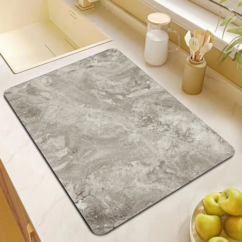 tapis séchage vaisselle cuisine motif marbre gris noir blanc absorbant antidérapant résistant chaleur