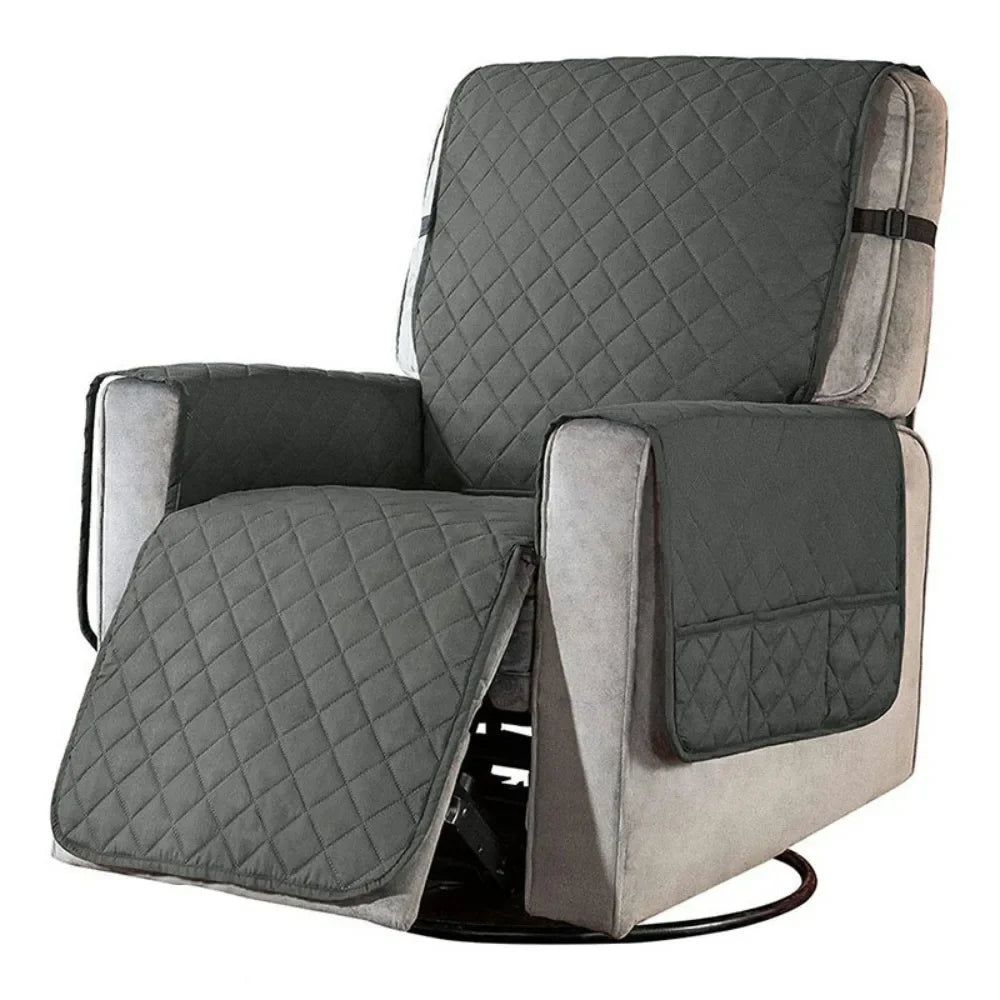Housse fauteuil place quilted moderne bleu gris beige imperméable antidérapante poches adhésiveversible