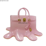 vase resine moderne sac birkin rose vif blanc doré élégant brillant 28cm