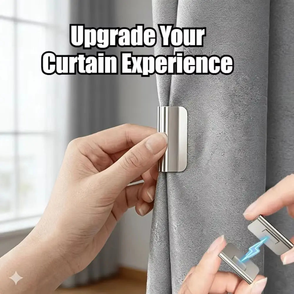 clips rideau magnétiques argentés modernes résistants rouille polyester coton finition blanche fixations puissantes sans