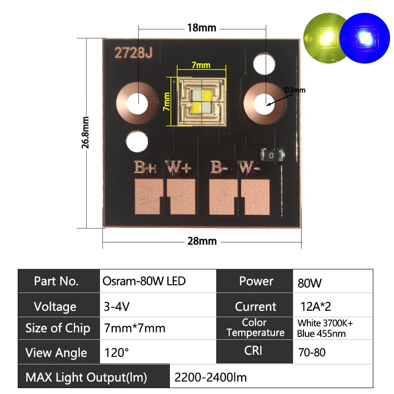 puce led haute puissance 20w 60w 75w 90w 150w 180w 200w 250w 300w noir