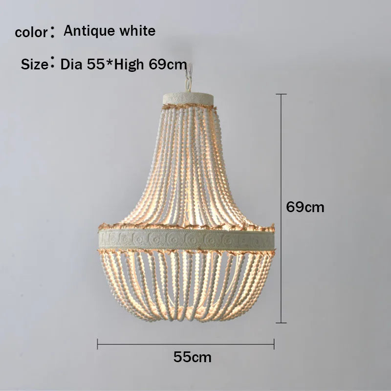 suspension lumineuse plafonnier led bois vintage éclairage salon chambre blanc gris doré