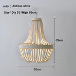 suspension lumineuse plafonnier led bois vintage éclairage salon chambre blanc gris doré