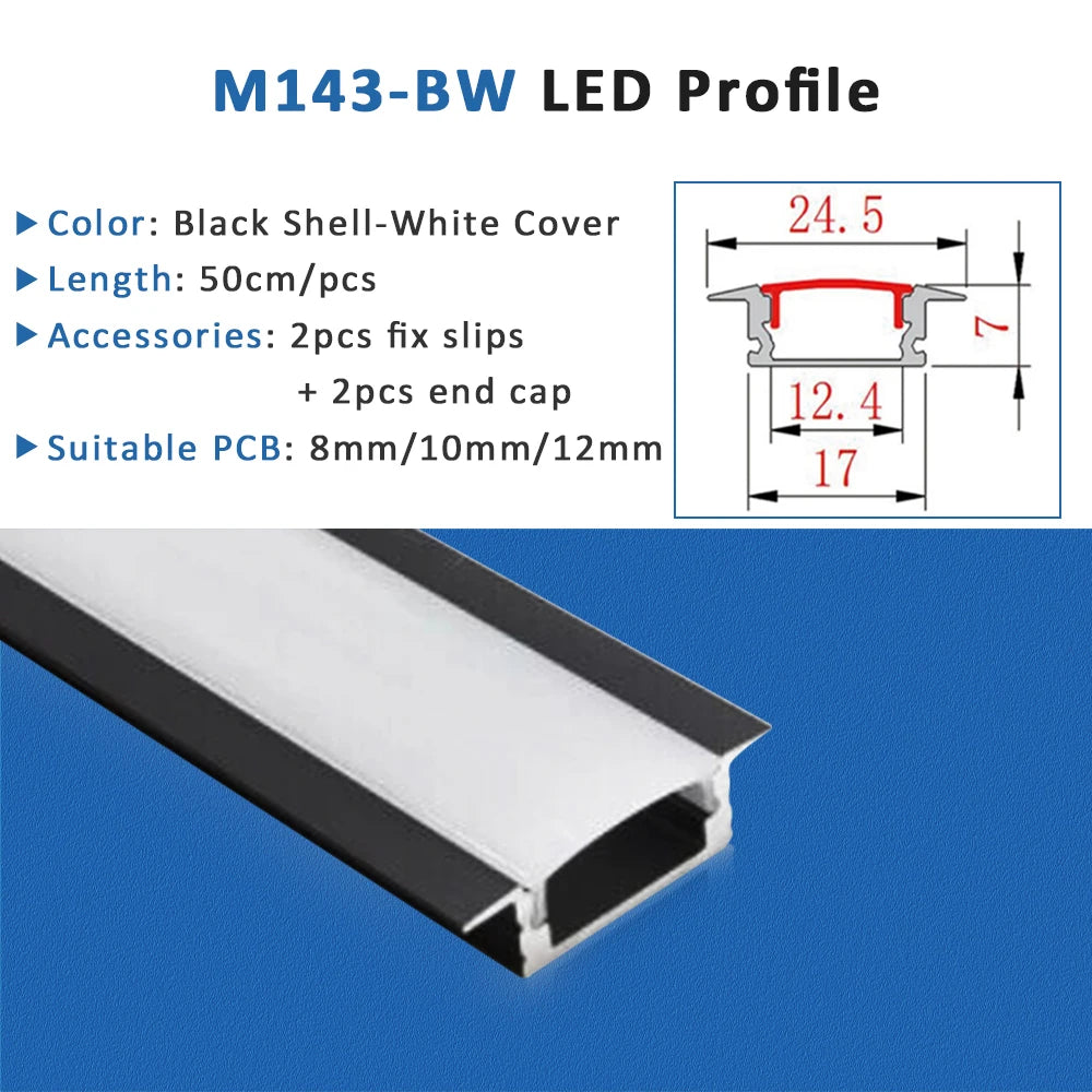 bande led profil aluminium 50cm flexible moderne adhésif opaque silver white