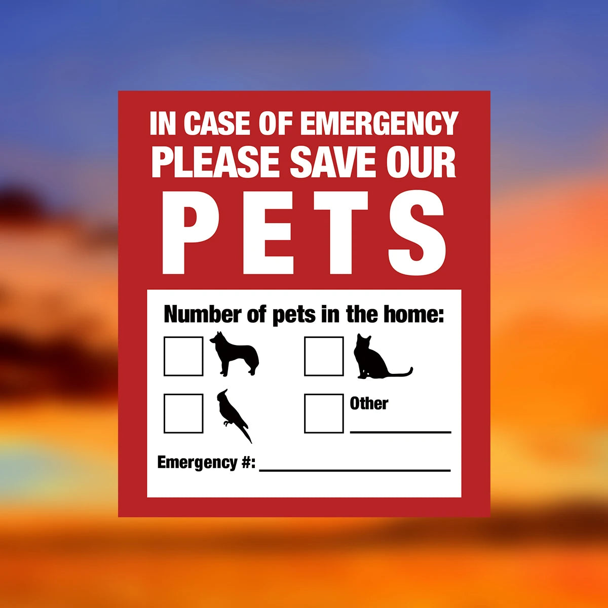 autocollants urgence animaux compagnie chiens chats oiseaux pompe incendie numéro d'urgence graphique informatif stickers