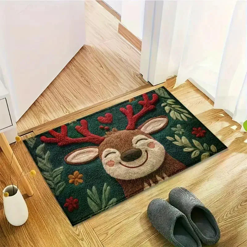 tapis sol antidérapant décoration noël santa claus vert rouge moderne festive adhésif