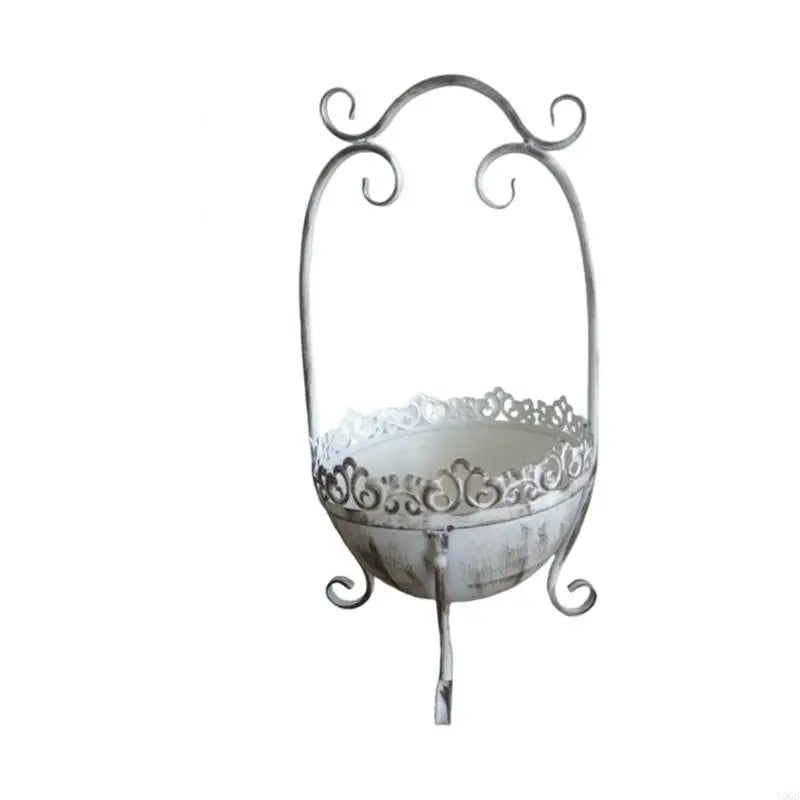 support fleurs vintage poterie ornements floraux blanc vert gris décoration romantique maison