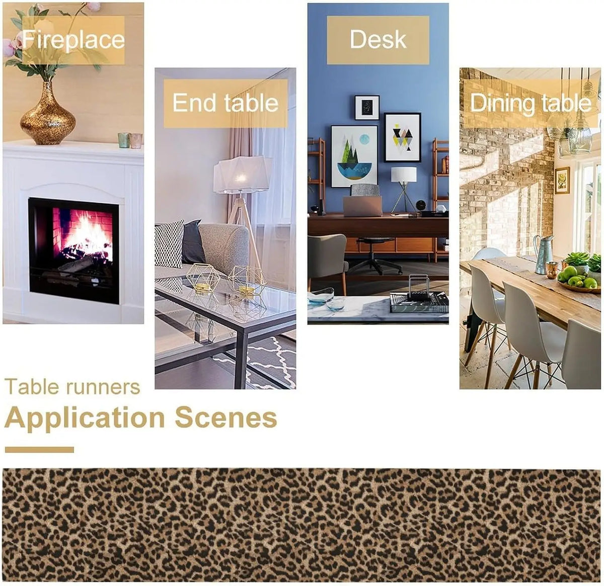 nappe lin léopard motifs animaux beige marron noir moderne salon décoration intérieure table chaises
