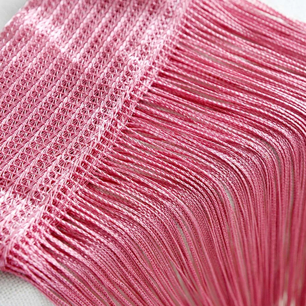 rideau franges transparent bohème salon couleur rouge vert bleu polyester 50x200cm