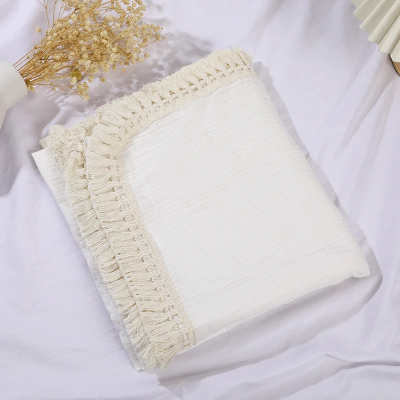 couverture bébé tranché maternité coton bambou motifs solides quatre saisons beige rose jaune orange