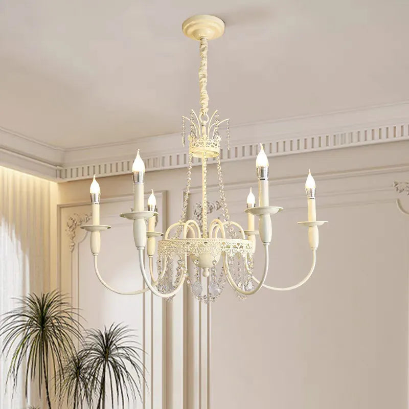 lustre cristal blanc ornements floraux lumières pendeloques adjustable salon chambre