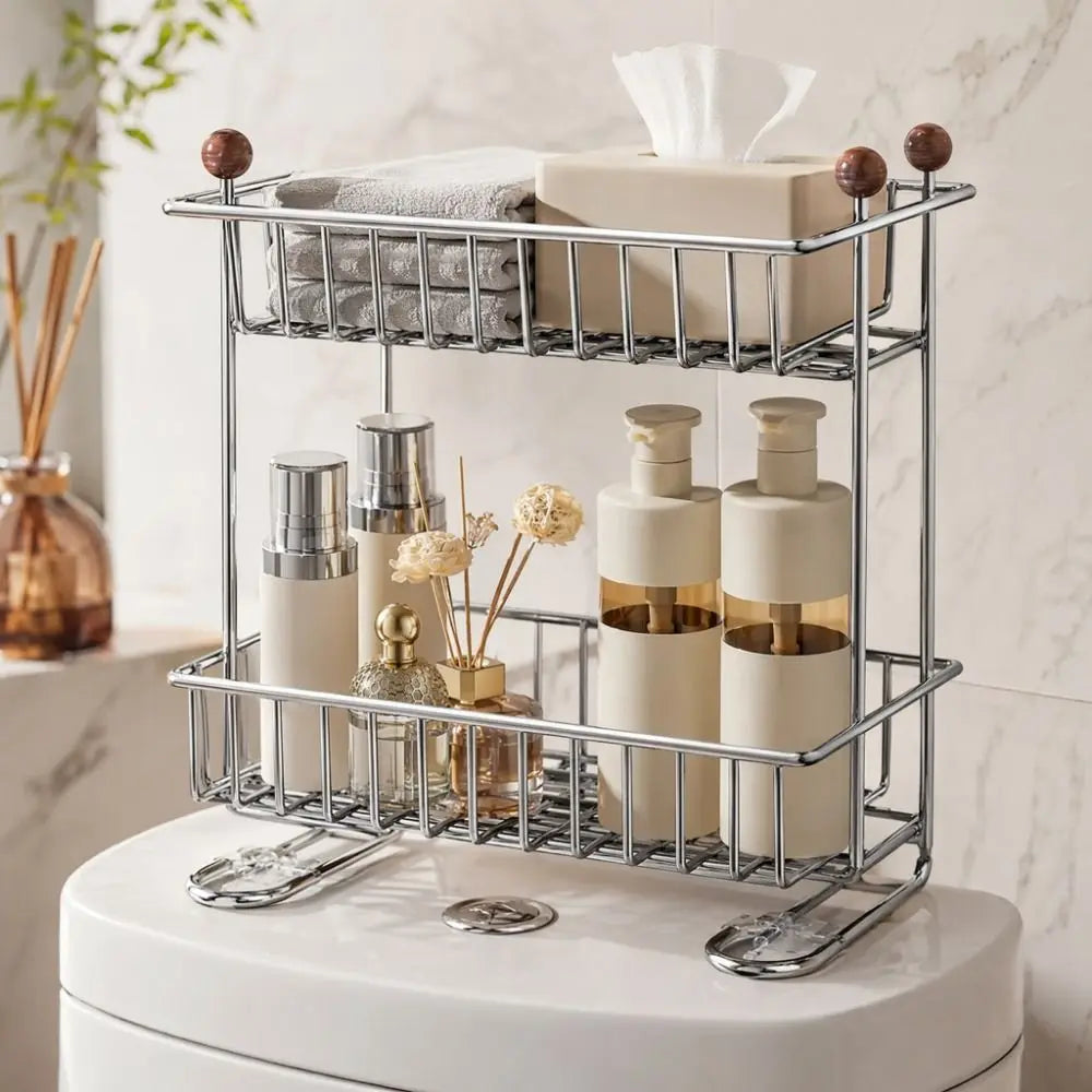 étagère salle bain chrome fileté moderne clips papier toilette serviettes flacons
