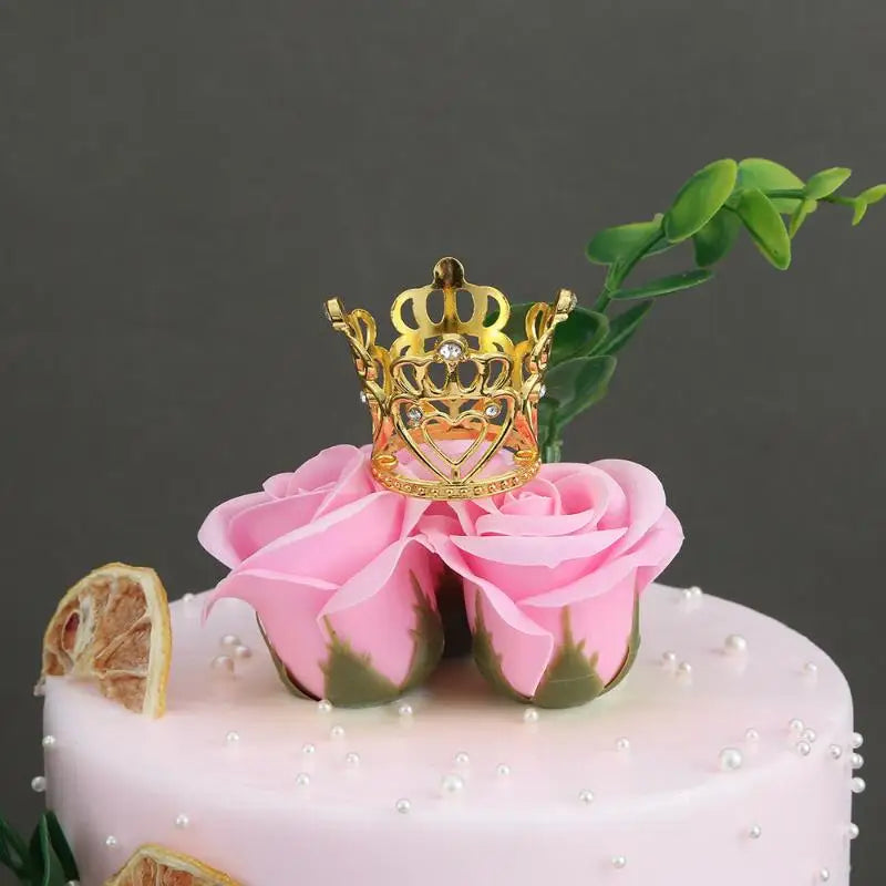 décoration gâteau couronne or argent cristaux topper anniversaire mariage fête élégant baroque