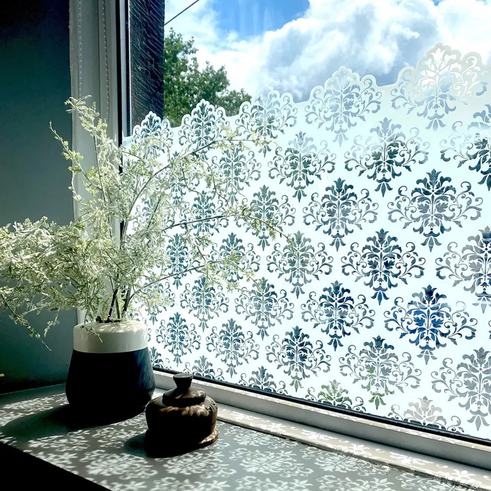sticker fenêtre décoratif art déco vague floral semi transparent adhésif réutilisable décoration maison nouvelle