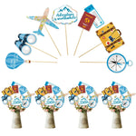 décoration fête voyage avion valise boussole globe lettres toppers cupcakes illustrations aventures