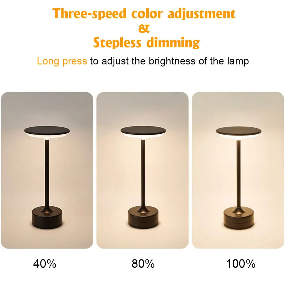 lampe table rechargeable or bronze noir tactile usb moderne minimaliste