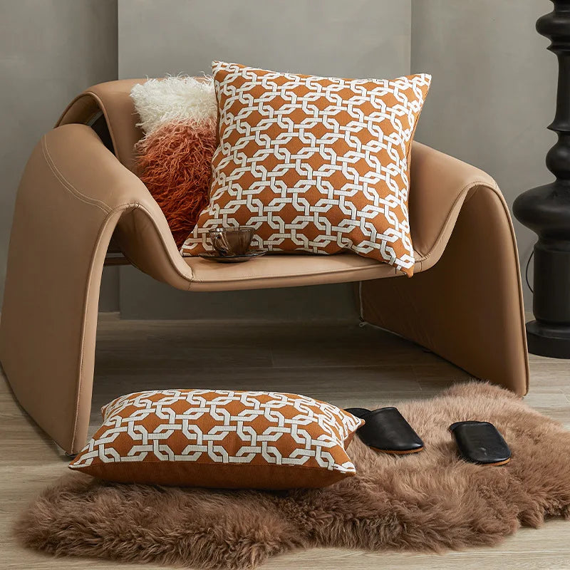 coussins décoratifs géométriques orange blanc modernes maison voiture 50x50cm 45x45cm 30x50cm
