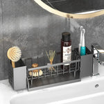organisateur cuisine rangement évier moderne gris noir transparent panier serviettes éponges couverts assiettes