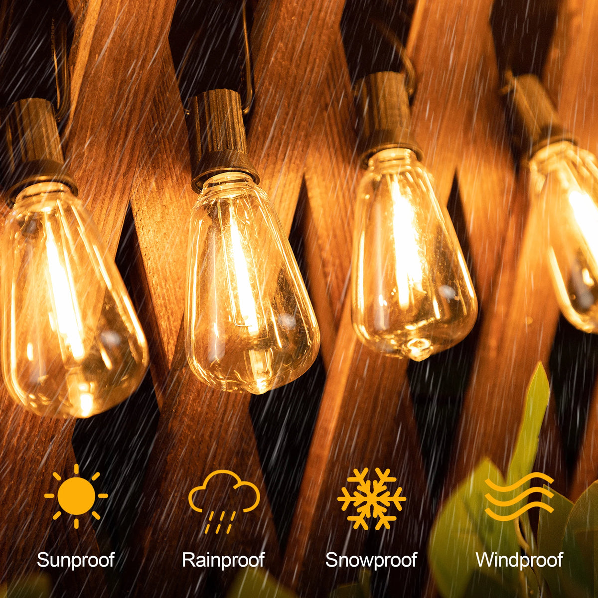 Close-up de l'etancheite IP44 de la guirlande LED