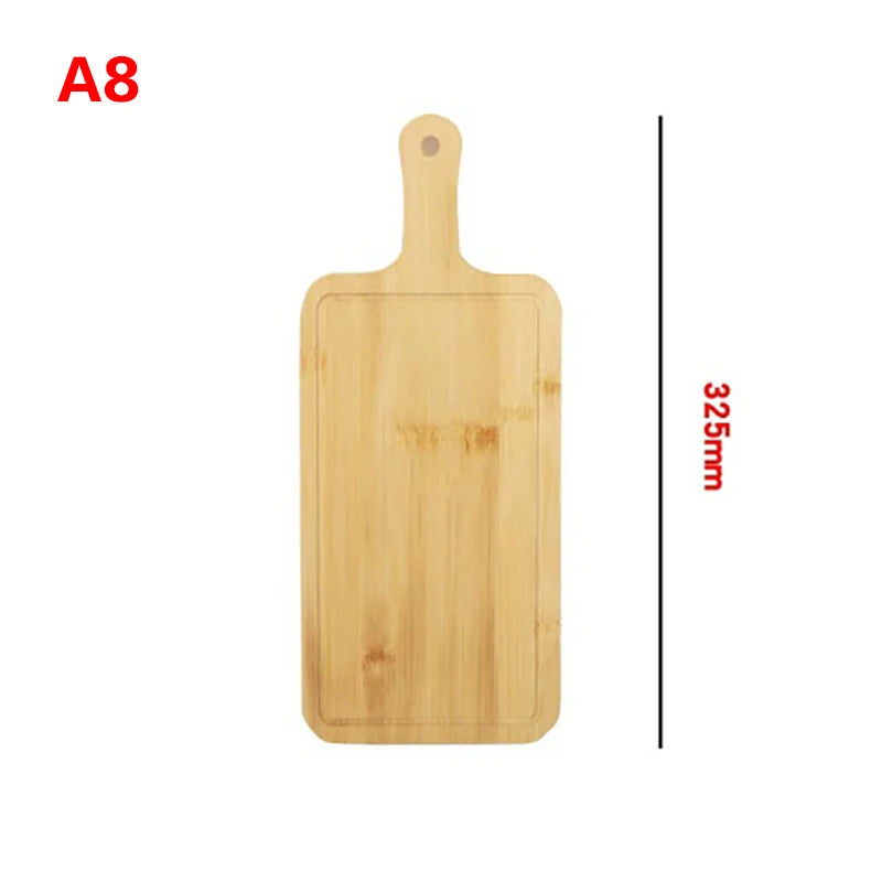 planche découper bois clair grain naturel fourchette couteau classique service pizza steak collation