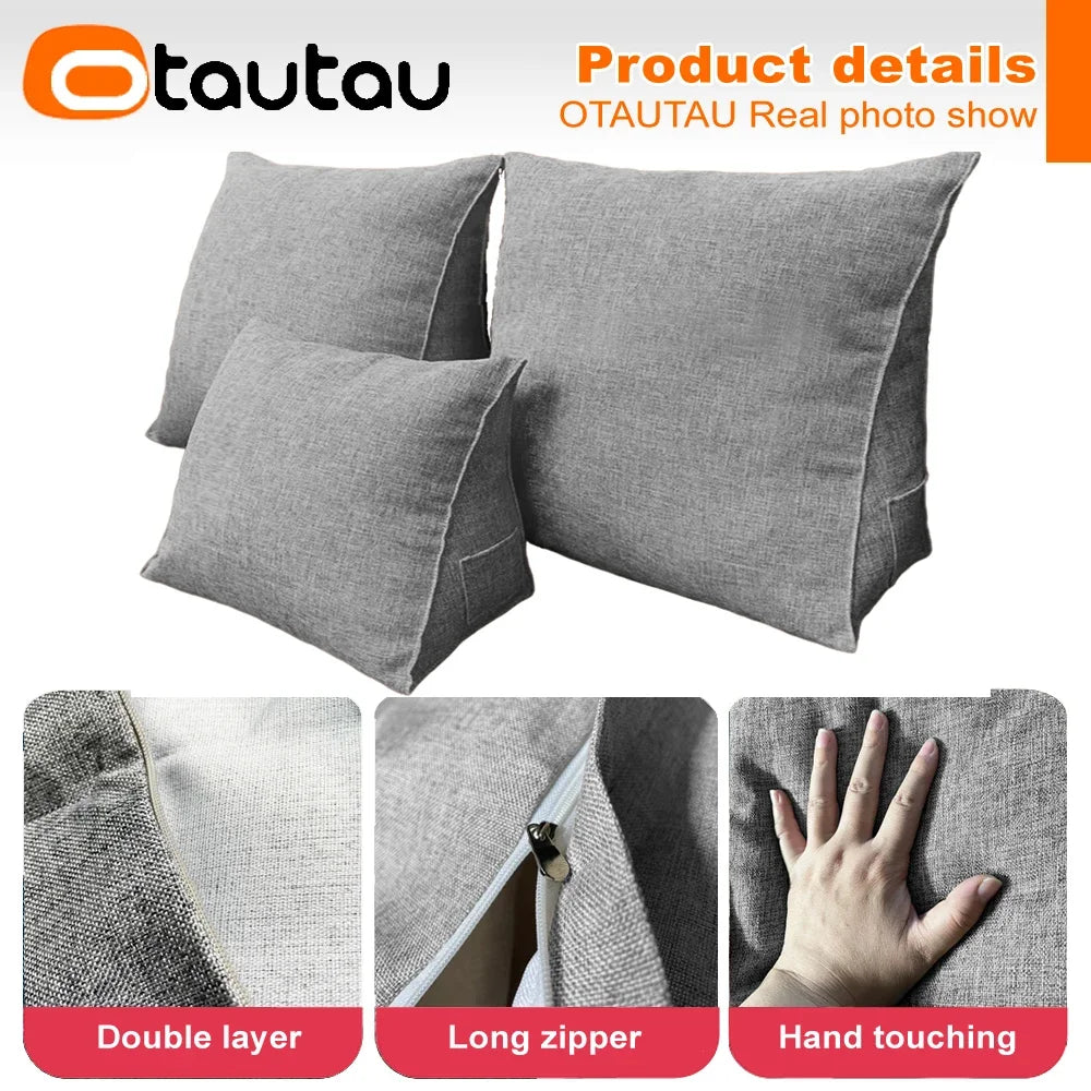 coussin gris lin moderne sans rembourrage poche fermeture glissière 45x50cm 50x50cm