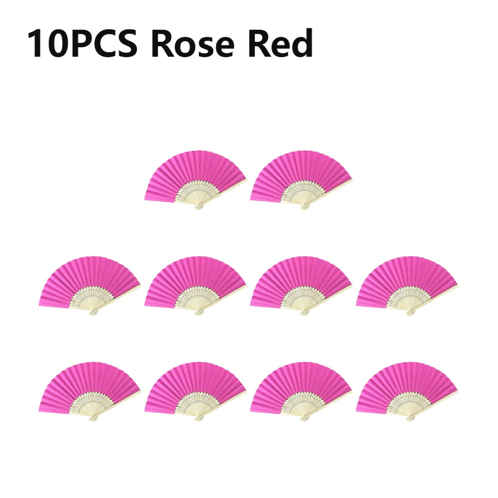 éventail pliant main papier bambou rayures horizontales classique blanche blanc rose rouge Jaune Noir