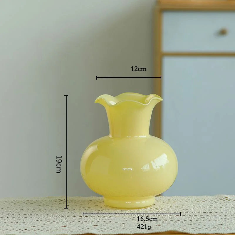 vase verre opaque moderne fleurs artificielles décoration table salon maison