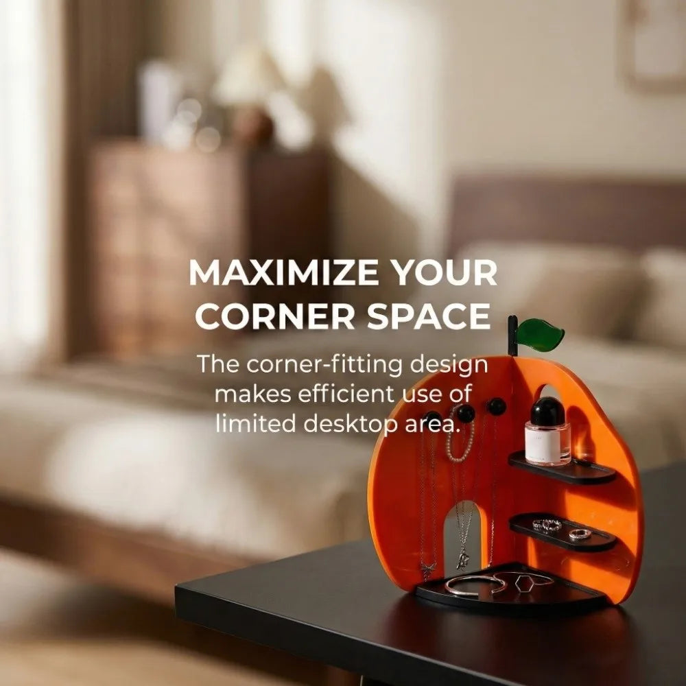 rangement bijoux orange moderne porte clés feuilles vertes minimaliste porte bijoux