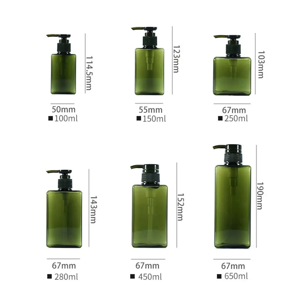 flacon pompe distributeur savon liquide mains transparent rectangulaire moderne minimaliste salle bain