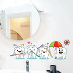 autocollant mural cartoon dents brosse dents cœurs interdit virus enfantin