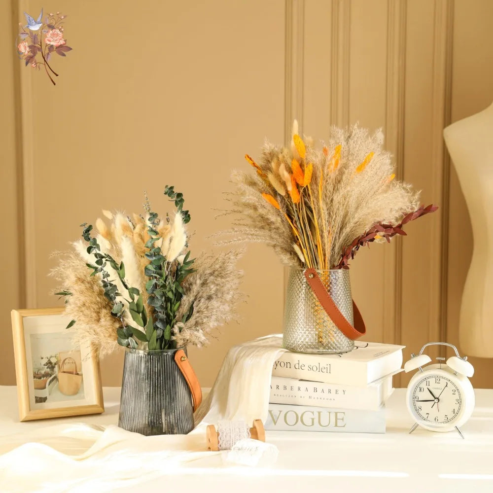 bouquet graminées séchées pampas blondes beiges vases décor maison anniversaire mariage