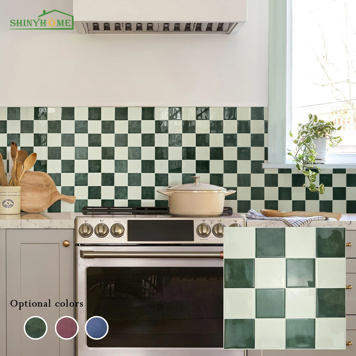 carreaux mural autocollants 3d vert foncé blanc modernes 10.5 10.5 pouces 10 30 pièces