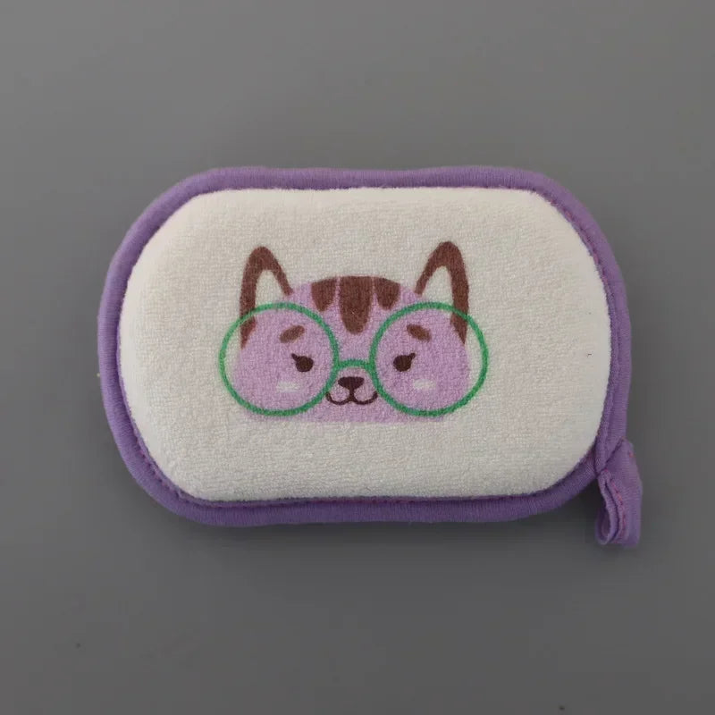 gant bain enfant dessins animaux cordon ajustable blanc bleu rose jaune
