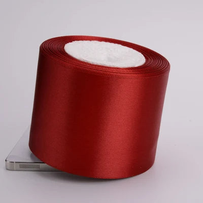 ruban satin rouge uni opacité bobine décoration mariage emballage cadeau artisanal unique 75mm 22mètres