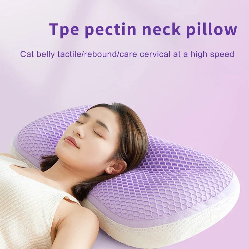 coussin cou violet hexagonal contemporain super doux support cervical confortable
