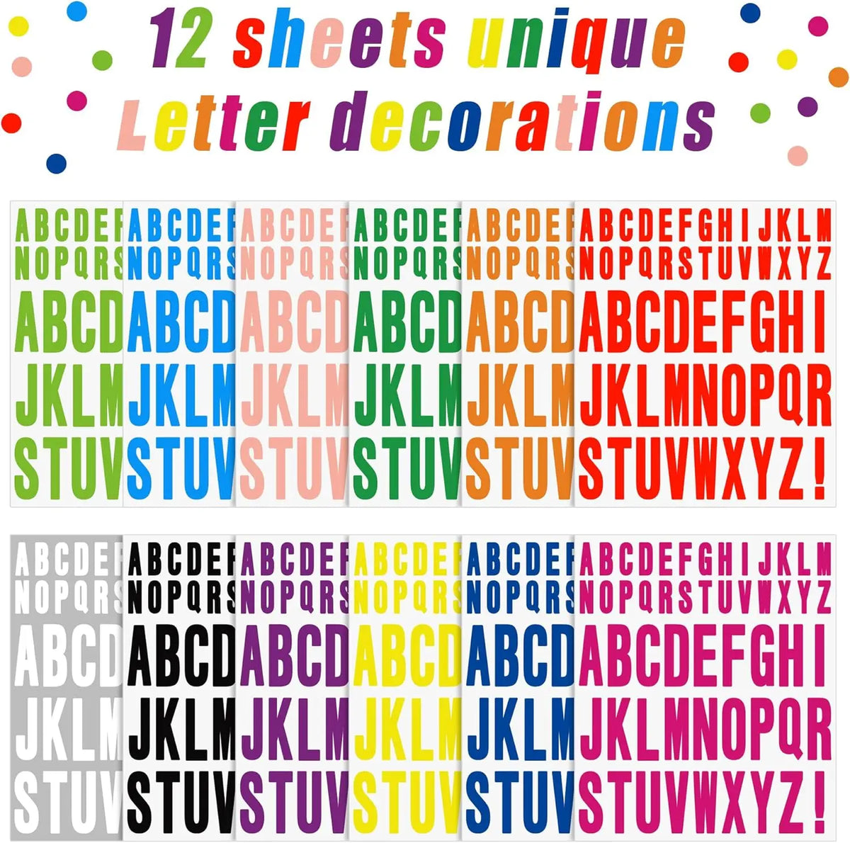 lettres autocollantes alphabet complet couleurs classiques adhésives éducation artistique enfants deco