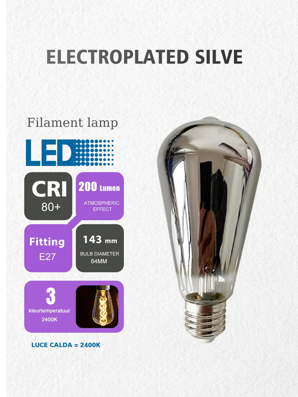 ampoules led filament spiralées vintage industrielle argentée dorée e27 360deg 250lumens 30000h
