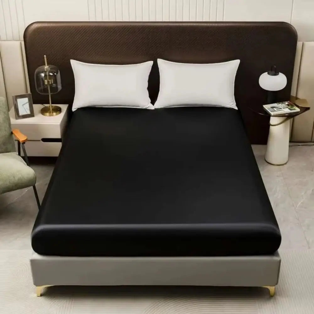 housse lit satinée gris clair moderne ajustement matelas 90x200cm coton polyester