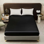 housse lit satinée gris clair moderne ajustement matelas 90x200cm coton polyester