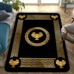 tapis géométrique doré coq or noir polyestère salon chambre élégant classique
