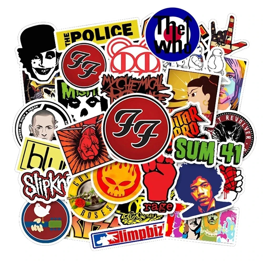 sticker rock punk musicien adhésif étanche divers artistes groupe brillant multicolore