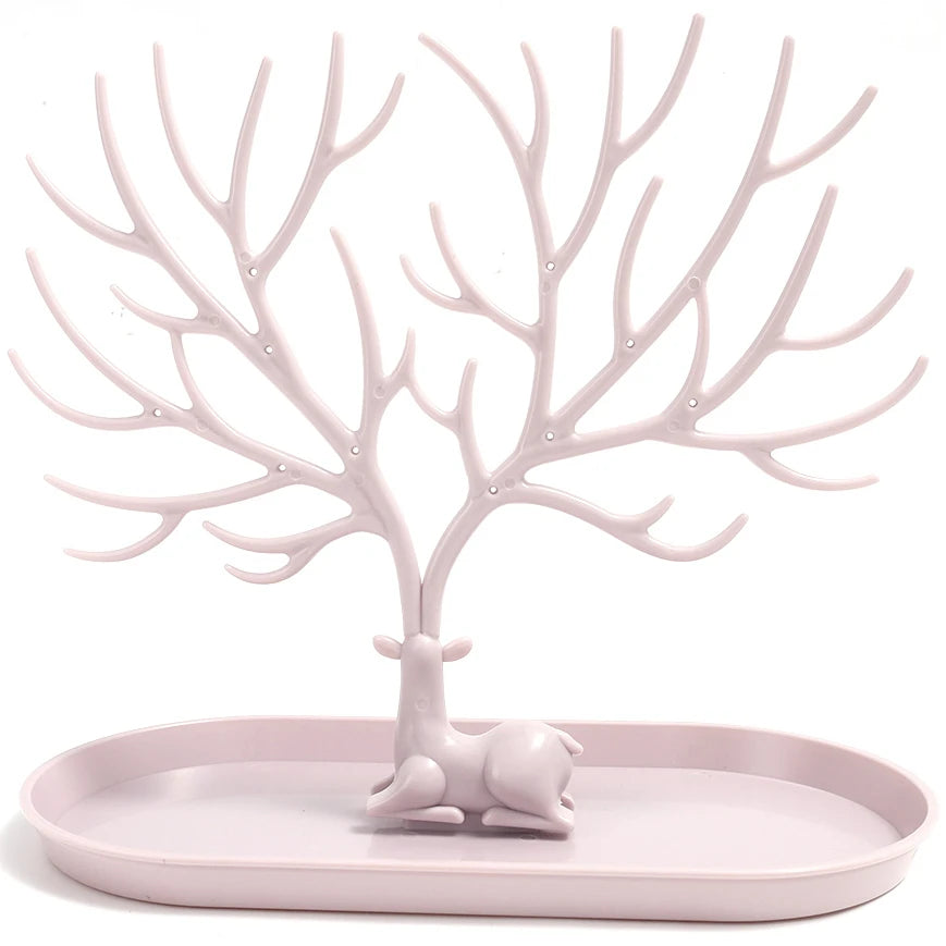 présentoir bijoux arbre branches cerf rose vert blanc moderne minimaliste rangement bijoux