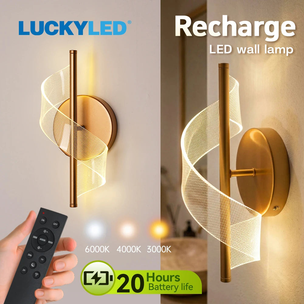 lampe murale led rechargeable or spirale tissu transparent moderne chambre coucher