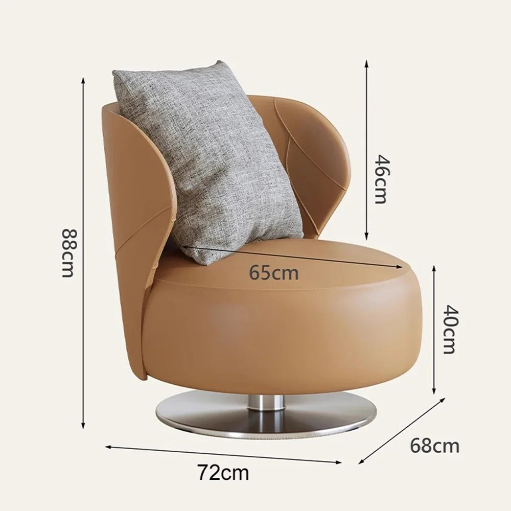 fauteuil moderne cuir lisse coussin rotation métal salon maison minimaliste