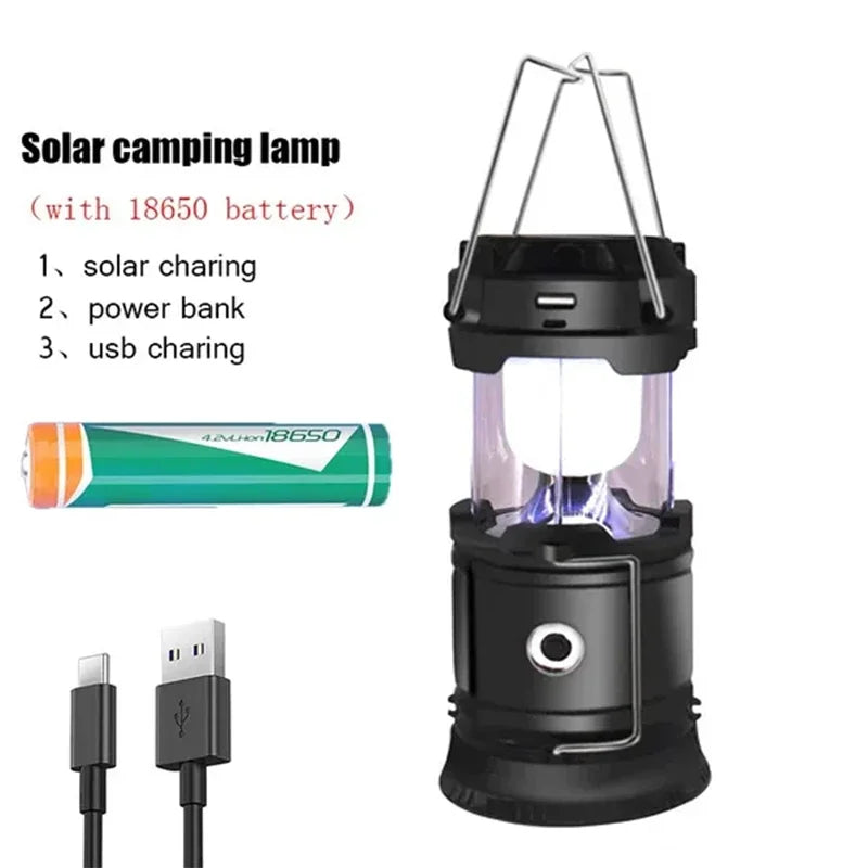 lanterne pliable rechargeable led solar portable étanche ip65 noir moderne camping survivalurgence