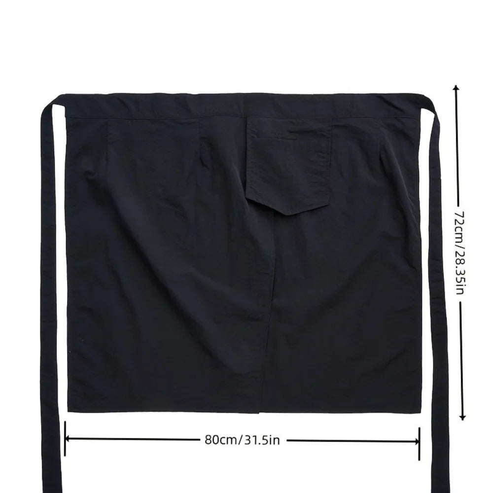 tablier coton uni minimaliste poche ceinture nouable noir vert olive utilitaire cuisine