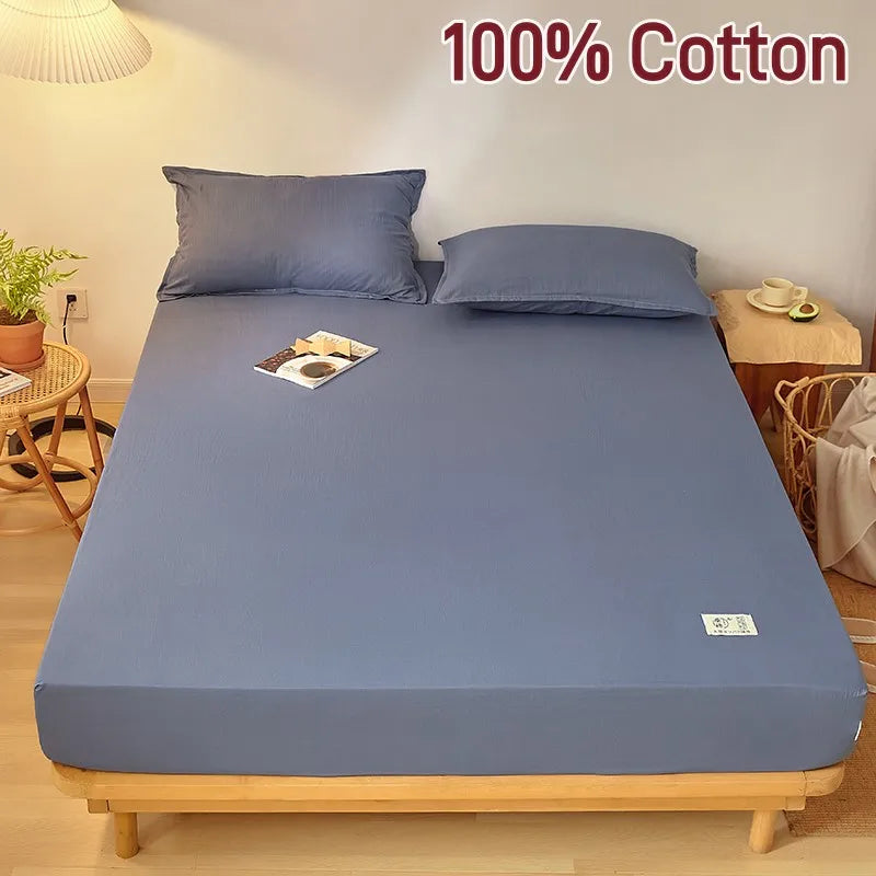drap housse coton gris uni moderne bande élastique lit simple double grand