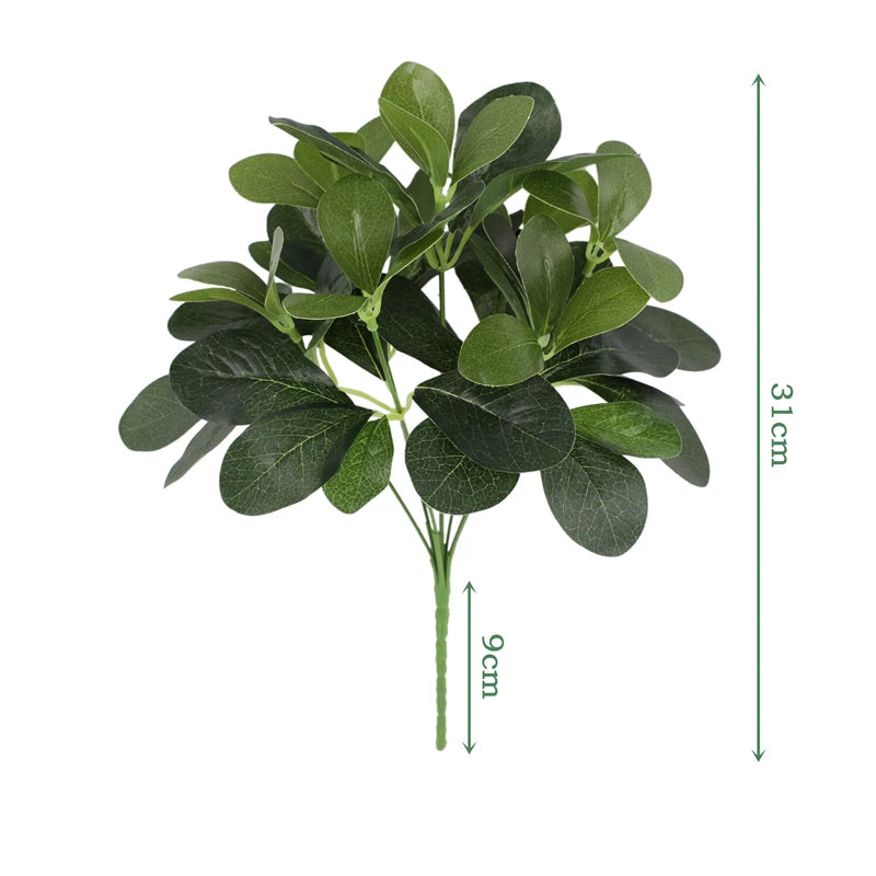 plante artificielle verte feuilles arrondies décoration intérieure pot céramique blanc feuilles plastique branche naturelle